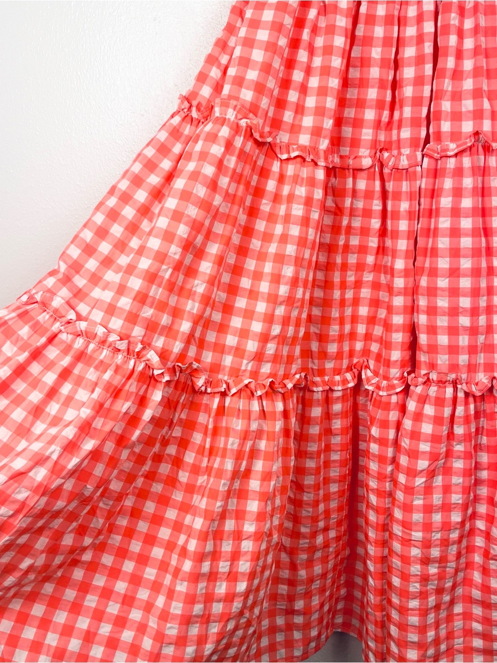 Tuckernuck Pomander Small Neon Pink Gingham Tiered Smocked Nellie Midi Dress - Picture 5 of 7